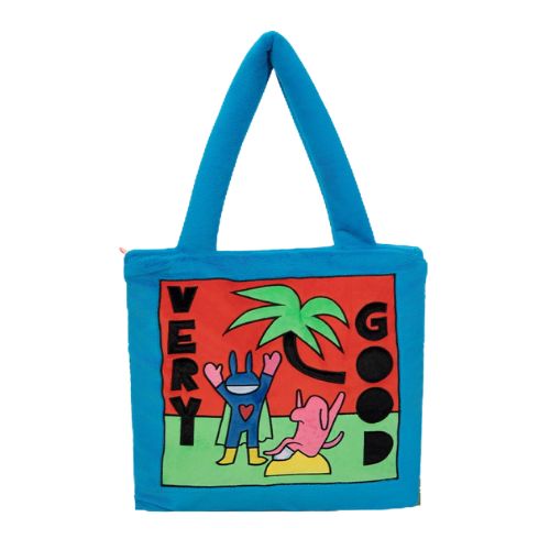 Play Blue Plush Tote Bag |プレイブループラッシュトートバック ML003