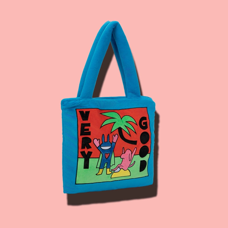 Play Blue Plush Tote Bag |プレイブループラッシュトートバック ML003
