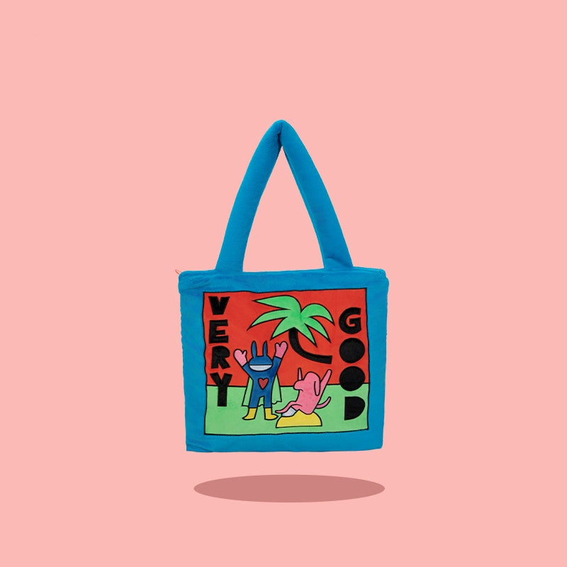 Play Blue Plush Tote Bag |プレイブループラッシュトートバック ML003